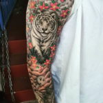 Фото тату белый тигр 28.07.2019 №017 - white tiger tattoo - tatufoto.com