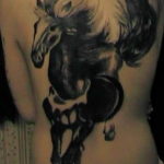 Фото тату лошади на спине 24.07.2019 №034 - horse tattoo on the back - tatufoto.com