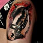 Фото тату лошадь на бедре 24.07.2019 №018 - horse tattoo on thigh - tatufoto.com