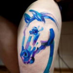 Фото тату лошадь на бедре 24.07.2019 №032 - horse tattoo on thigh - tatufoto.com