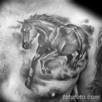 Фото тату лошадь на груди 24.07.2019 №002 - horse tattoo on chest - tatufoto.com