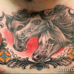 Фото тату лошадь на груди 24.07.2019 №010 - horse tattoo on chest - tatufoto.com