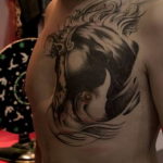 Фото тату лошадь на груди 24.07.2019 №015 - horse tattoo on chest - tatufoto.com