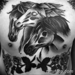 Фото тату лошадь на груди 24.07.2019 №020 - horse tattoo on chest - tatufoto.com