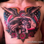 Фото тату лошадь на груди 24.07.2019 №032 - horse tattoo on chest - tatufoto.com