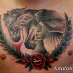Фото тату лошадь на груди 24.07.2019 №033 - horse tattoo on chest - tatufoto.com