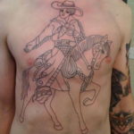 Фото тату лошадь на груди 24.07.2019 №035 - horse tattoo on chest - tatufoto.com