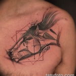 Фото тату лошадь на груди 24.07.2019 №037 - horse tattoo on chest - tatufoto.com