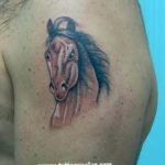 Фото тату лошадь на плече 24.07.2019 №024 - horse tattoo on shoulder - tatufoto.com