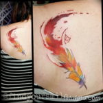 Фото тату перо феникса 18.07.2019 №007 - phoenix feather tattoo - tatufoto.com