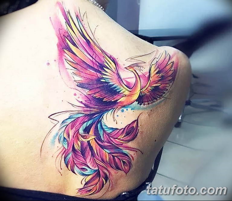 Фото тату птица феникс 18.07.2019 №001 - phoenix bird tattoo - tatufoto.com