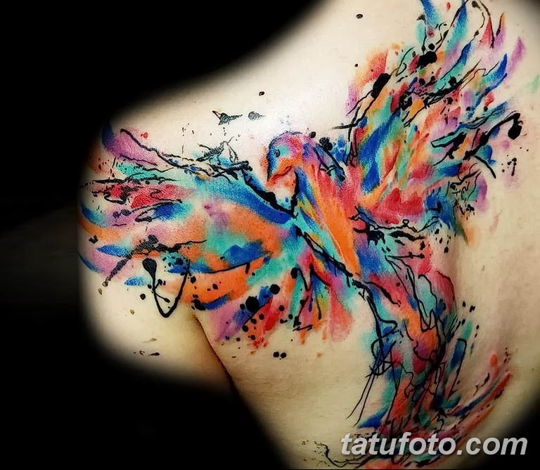 Фото тату птица феникс 18.07.2019 №005 - phoenix bird tattoo - tatufoto.com