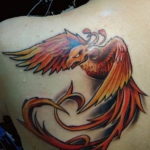 Фото тату птица феникс 18.07.2019 №008 - phoenix bird tattoo - tatufoto.com