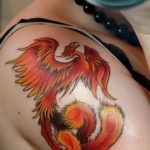 Фото тату птица феникс 18.07.2019 №010 - phoenix bird tattoo - tatufoto.com