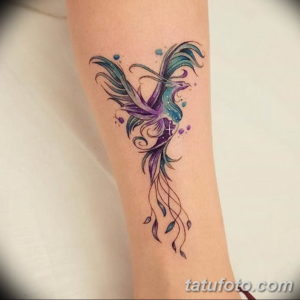 Фото тату феникс акварель 18.07.2019 №003 - tattoo phoenix watercolor - tatufoto.com