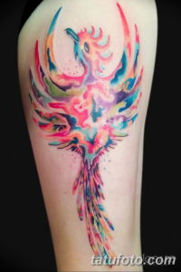 Фото тату феникс акварель 18.07.2019 №004 - tattoo phoenix watercolor - tatufoto.com