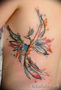 Фото тату феникс акварель 18.07.2019 №006 - tattoo phoenix watercolor - tatufoto.com