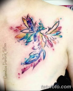 Фото тату феникс акварель 18.07.2019 №008 - tattoo phoenix watercolor - tatufoto.com