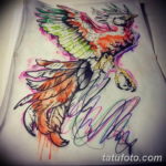 Фото тату феникс акварель 18.07.2019 №015 - tattoo phoenix watercolor - tatufoto.com