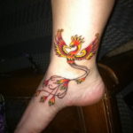 Фото тату феникс на ноге 18.07.2019 №017 - tattoo phoenix on foot - tatufoto.com
