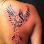 Фото тату феникс на спине 18.07.2019 №012 - phoenix tattoo on the back - tatufoto.com