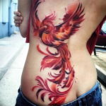 Фото тату феникс на спине 18.07.2019 №018 - phoenix tattoo on the back - tatufoto.com