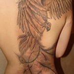 Фото тату феникс на спине 18.07.2019 №021 - phoenix tattoo on the back - tatufoto.com