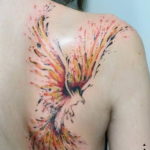 Фото тату феникс на спине 18.07.2019 №022 - phoenix tattoo on the back - tatufoto.com