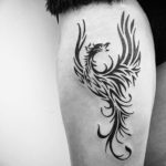 Фото тату феникса на бедре 18.07.2019 №007 - phoenix tattoo on the thigh - tatufoto.com