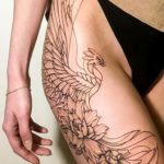 Фото тату феникса на бедре 18.07.2019 №015 - phoenix tattoo on the thigh - tatufoto.com
