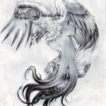 Фото эскиз татуировки феникс 18.07.2019 №004 - phoenix tattoo sketch - tatufoto.com
