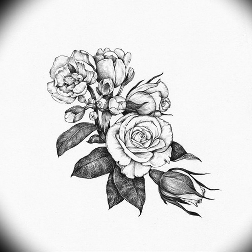 Фото эскиз маленькой розы тату 14.08.2019 № 010 - sketch of a small rose ta...