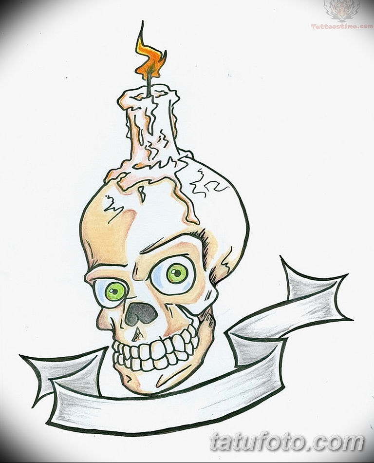 эскиз тату свеча и череп 12.08.2019 № 023 - sketch tattoo candle and skull...