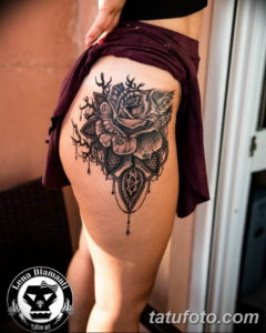Фото красивые тату на бедре 12.08.2019 №010 - beautiful tattoos on the hip - tatufoto.com