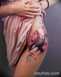 Фото красивые тату на бедре 12.08.2019 №012 - beautiful tattoos on the hip - tatufoto.com