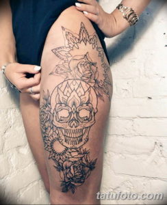 Фото красивые тату на бедре 12.08.2019 №081 - beautiful tattoos on the hip - tatufoto.com