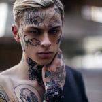 Фото красивые тату на лице 12.08.2019 №004 - beautiful face tattoos - tatufoto.com