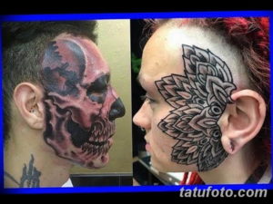 Фото красивые тату на лице 12.08.2019 №025 - beautiful face tattoos - tatufoto.com