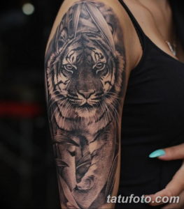 Фото красивые тату тигр 12.08.2019 №010 - beautiful tiger tattoos - tatufoto.com