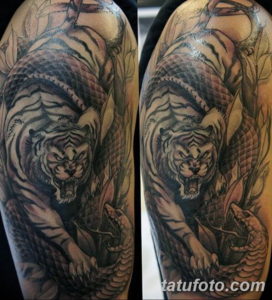 Фото красивые тату тигр 12.08.2019 №028 - beautiful tiger tattoos - tatufoto.com