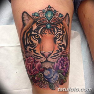 Фото красивые тату тигр 12.08.2019 №065 - beautiful tiger tattoos - tatufoto.com