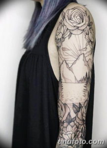Фото красивый рукав тату 12.08.2019 №002 - beautiful sleeve tattoo - tatufoto.com