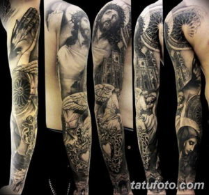 Фото красивый рукав тату 12.08.2019 №009 - beautiful sleeve tattoo - tatufoto.com