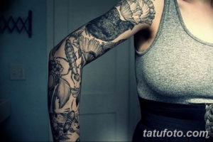 Фото красивый рукав тату 12.08.2019 №025 - beautiful sleeve tattoo - tatufoto.com