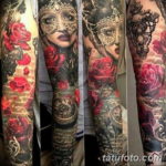 Фото красивый рукав тату 12.08.2019 №036 - beautiful sleeve tattoo - tatufoto.com