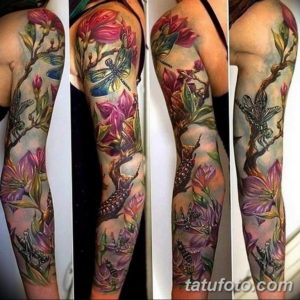 Фото красивый рукав тату 12.08.2019 №038 - beautiful sleeve tattoo - tatufoto.com