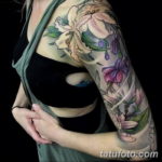 Фото красивый рукав тату 12.08.2019 №065 - beautiful sleeve tattoo - tatufoto.com