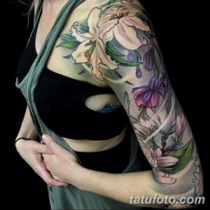 Фото красивый рукав тату 12.08.2019 №065 - beautiful sleeve tattoo - tatufoto.com