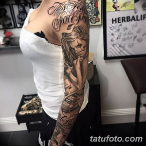 Фото красивый рукав тату 12.08.2019 №082 - beautiful sleeve tattoo - tatufoto.com