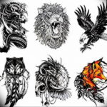 Фото лев маленькая тату эскизы 14.08.2019 №008 - lion little tattoo sketches - tatufoto.com
